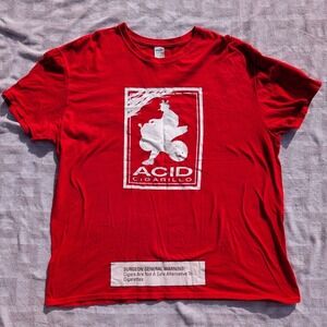Y2K Japanese Streetwear Acid Cigarillo Graphic T-Shirt Red Men's Size XL
